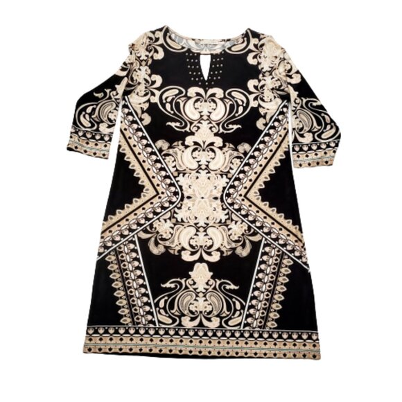 Maria Gabrielle Women's Plus Size Keyhole Neck Printed Tunic Short Dress Size 1X - Picture 5 of 12